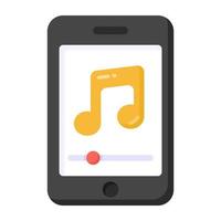 Melody inside smartphone, mobile music concept icon vector