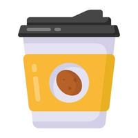 Coffee cup in flat style icon, editable vector