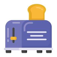 Bread with machine denoting flat icon of toaster vector