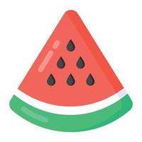 Melon slice in flat style icon, editable vector