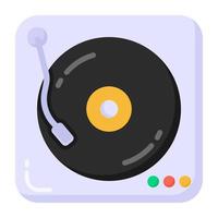 icono plano de reproductor de discos o diseño vectorial de dj vector