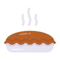 Hot pie fin flat style icon, bakery item vector