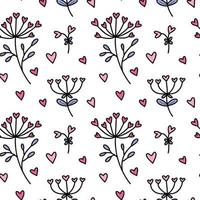 un patrón simple con flores y corazones para el día de san valentín, amantes, cumpleaños. para la impresión de envases, papel y tela vector