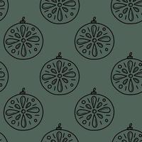 pattern for new year and Christmas with Christmas tree balls on a dark background for printing on fabric and packaging vector