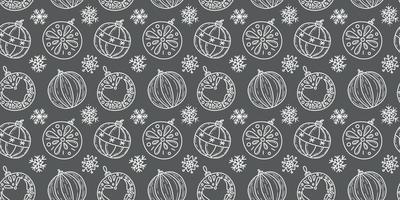 pattern for new year and Christmas with Christmas tree balls on a dark background for printing on fabric and packaging vector