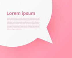 Speech bubble on pink background. Free space for text. Paper cut style. Vector illustration.