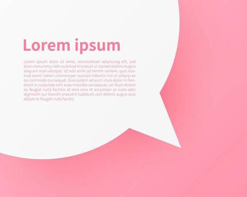 Speech bubble on pink background. Free space for text. Paper cut style. Vector illustration.