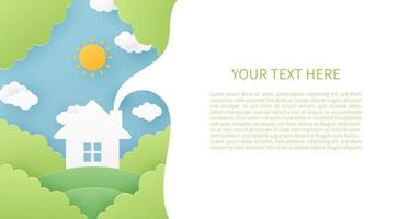 Ecology concept in paper cut style. Banner design template. Vector illustration.