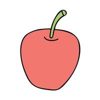 Cartoon doodle linear apple isolated on white background. vector