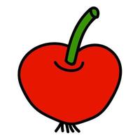 Cartoon doodle linear apple isolated on white background. vector