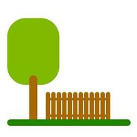 Tree and fence isolated on white background vector