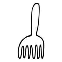 Cartoon doodle linear fork isolated on white background. vector