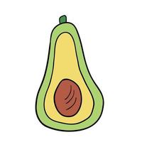 Cartoon doodle linear half of avocado isolated on white background. vector