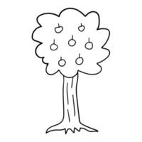 Cartoon doodle apple tree isolated on white background. vector