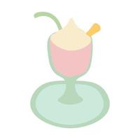 Milkshake with whipped cream, cookie and a tube.  Logo, label. vector