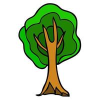 Cartoon doodle tree isolated on white background. vector