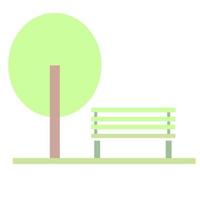 Tree and bench isolated on white background vector