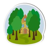 Summer house in the woods. Sticker. vector