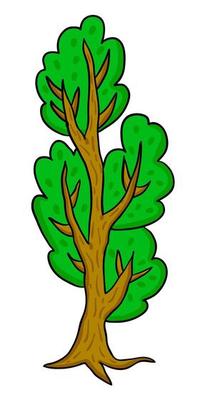 Cartoon tree in a pop art style isolated on white background.