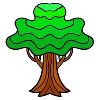 Cartoon green tree isolated on white background. vector