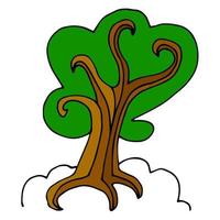 Cartoon doodle tree isolated on white background. vector