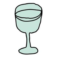 caricatura, garabato, lineal, wineglass, aislado, blanco, fondo. vector