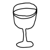 caricatura, garabato, lineal, wineglass, aislado, blanco, fondo. vector