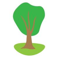 Cartoon green tree isolated on white background. vector