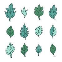 Hand drawn leaves set isolated on white background. vector