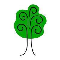 Cartoon green tree isolated on white background. vector