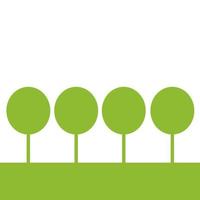 Card with green trees on the grass, forest isolated on white background and empty space. Trees on the grass. vector