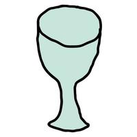 caricatura, garabato, lineal, wineglass, aislado, blanco, fondo. vector