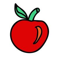 Cartoon doodle linear apple isolated on white background. vector