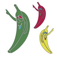 puntero de plátano de arte pop loco alegre de dibujos animados en el fondo vector