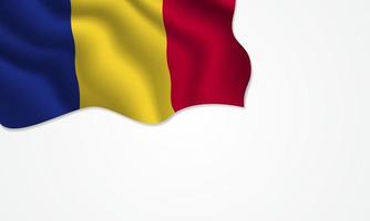 Romania flag waving illustration with copy space on isolated background vector