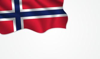 Bandera de noruega ondeando ilustración con espacio de copia sobre fondo aislado vector