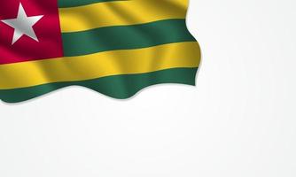 Togo flag waving illustration with copy space on isolated background vector