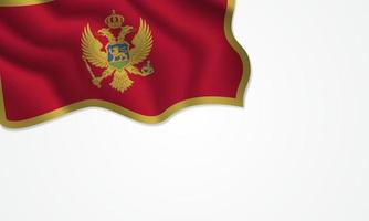 Montenegro flag waving illustration with copy space on isolated background vector