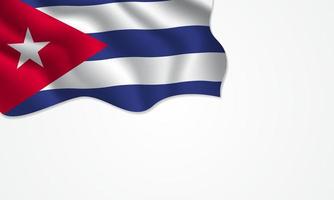 Cuba flag waving illustration with copy space on isolated background vector