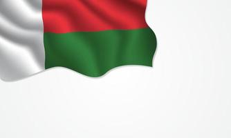 Madagascar flag waving illustration with copy space on isolated background vector