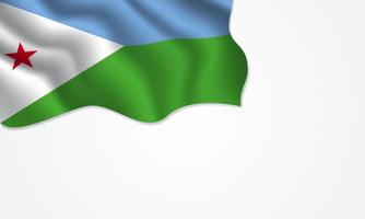 Ilustración que agita la bandera de Djibouti con espacio de copia en el fondo aislado vector