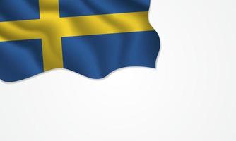 Sweden flag waving illustration with copy space on isolated background vector