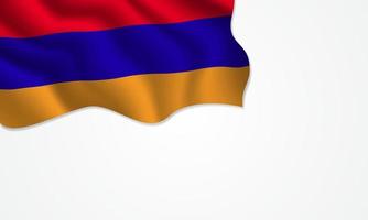 Armenia flag waving illustration with copy space on isolated background vector