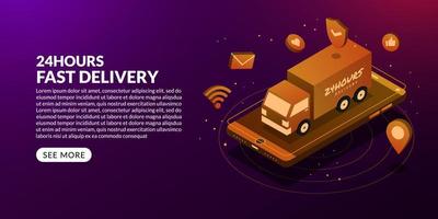 Fast delivery service in sometric design, online logistic concept vector