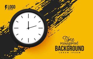 Realistic Clock isolated on yellow background, Ringing alarm clock banner design with copy space vector