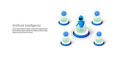 Isometric futuristic artificial intelligence concept background vector