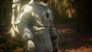 lonely Astronaut in dark forest photo