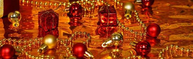 Christmas decor on a gold background photo