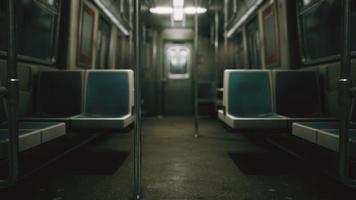 Inside of the old non-modernized subway car in USA photo