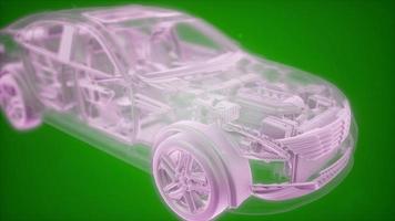 Holographic animation of 3D wireframe car model with engine photo